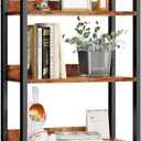 Furologee 5-Tier Bookshelf, Tall Bookcase with 2 Storage Drawers, Industrial Display Standing Shelf Units, Wood and Metal Storage Shelf for Living Room, Bedroom, Home Office, Rustic Brown