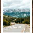 Wood 18x24 Picture Frame with 16x20 Mat Deep Brown, Display 16x20 with Mat or 18x24 Without Mat, Wood 18 by 24 Photo Frame, 18 x 24 Frame for Wall Hanging Display, Deep Brown