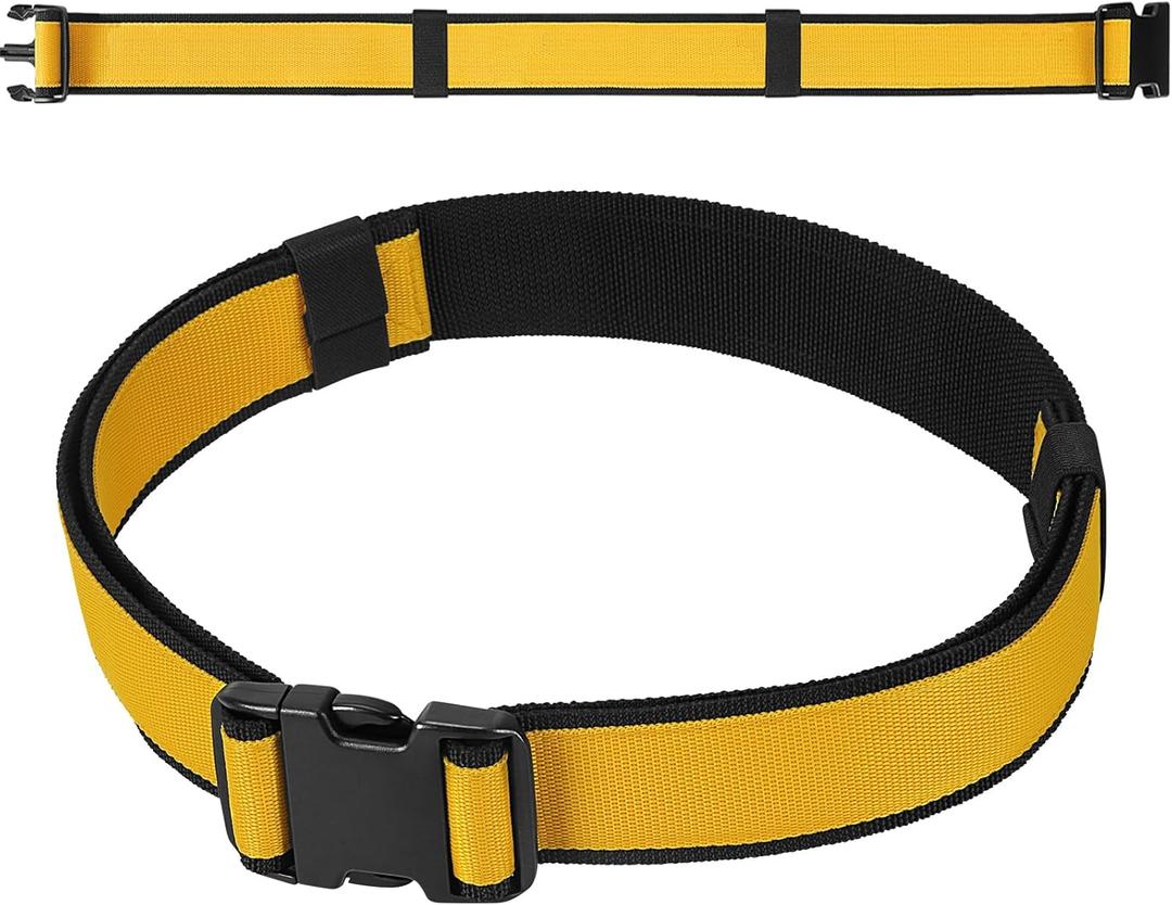 Tool Belt with Plastic Buckle, 2-Inch Adjustable Electrician Work Belt, Adjusts to Fit a 57-Inch(145cm) Waist, Double Webbing Heavy Duty Work Tool Belt - Black and Yellow