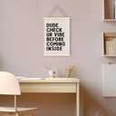 laveliabel Funny English Classroom Poster Hanger Frame, High Middle School Banner Poster with Wood Hanger, High School Gifts for Teacher Teens Check Vibe Before Coming Inside Wall Art Decor for SchoolClassroom, 12x16in