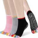 CaiDieNu Yoga Socks for Women, Non Slip Full Toe Socks with Grips for Pilates Barre Dance Ballet Hospital, 3 Pairs (6-8)
