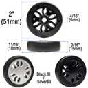 Suitcase Replacement Wheels Kit 50mmx15mm Double Luggage Wheels Silver Rubber Suitcase Replacement Wheels for Worn Out Luggage Spinner Dual Wheels Trolley Roller Repair, 8PCS