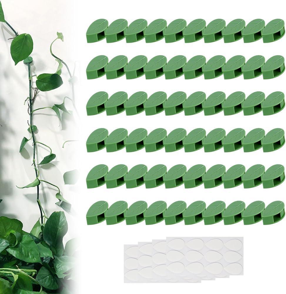 2025 Summer Plant Clips for Climbing Plants, Self Adhesive Plant Support Clips Invisible Wall Vines Fixing Clips Hook, Upgrade Wall Vines Fixing Clips Plant Climbing Wall Fixture Clips (100, Green)