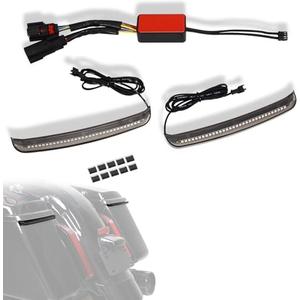 WOWTK LED Saddlebag Run/Brake/Turn Siganl Lamp Lights for Harley Touring 2014-2023,for CVO Road Glide Road King Street Glide Electra Glide Revival Ultra Limited,Smoke lens