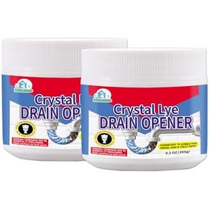BELL BIRDCrystal Lye Drain Opener,Lye Sodium Hydroxide,Unclogs Bathroom and Kitchen Sinks,Drains,Shower Pipes (2PSC)
