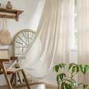 Setaback Boho Curtains for Bedroom Living Room 63 Inches Light Filtering with Beige Tassels Bohemian Farnhouse French Country Drapes Kitchen Window Treatment, 52" x 63", Natural, Set of 2