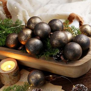 12 Pcs 2.36 Inch Christmas Vintage Rusty Textured Balls Ornaments Neutral Earth Tone Copper Rustic Plastic Shatterproof Hanging Ball Ornaments for Xmas Tree Table Home Decor (Classic)