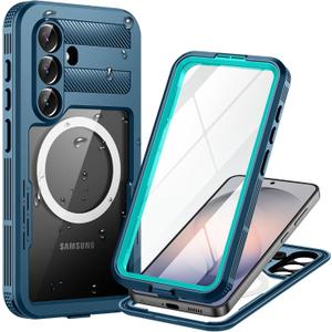 Lanhiem Magnetic for Samsung Galaxy S26+ Plus Case, IP68 Waterproof Dustproof Case, [Compatible with Magsafe] [Built-in Screen Protector] Full Body Heavy Duty Rugged Phone Cover 6.7 inch, Blue