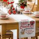 Christmas Hot Chocolate Cocoa Table Runner Coffee Winter Red Cup Washable Table Runners Kitchen Dining Table Decoration for Home Party Decor 18x72 Inch