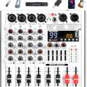 4 Channel Professional Audio Mixer with 4 MIC/LINE Inputs, 5-Band EQ, 99DSP Effects, USB Playback/Recording, +48V Phantom Power for Musicians Live Streaming DJ Podcasting Home Studio(AG-4K)