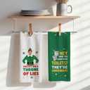 2 Pcs Ultra Soft Elf - Themed Dish Towels, Playful Seasonal Decor Absorbent Decorative Waffle Weave Bath Towel Kitchen Dish Guest Towels for Kitchens Homes Bathrooms Restaurant Hotel Cafe (Multicolor 339)