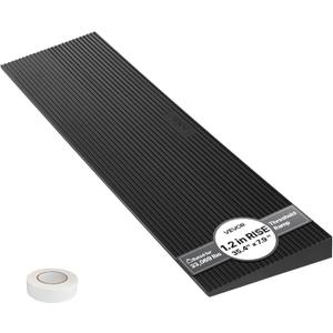 VEVOR 1.2" Rise Cuttable Threshold Ramp for Doorways, 35.4" Wide Natural Rubber Wheelchair Ramp, Non-Slip Solid Rubber Ramp with Double-Sided Tape for Doorways, Driveways, Bathroom, Smooth Tile