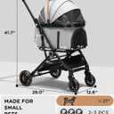 GTPLAYER Pet Stroller for Small Dogs and Cats, One-Click Foldable, Detachable Carrier, Breathable Mesh, 45 lbs Capacity, 2 Safety Leashes, Storage Basket & Cup Holder, Gray