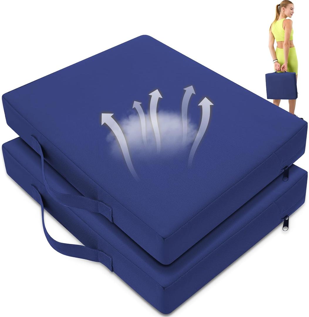 2 Pcs Stadium Seat Cushions Water-Repellent Bleacher Seat Cushions Indoor & Outdoor Seat Cushion for Bleachers Portable Stadium Cushion for Sports Events, Office Chairs, Beaches (Dark Blue)