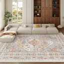 zesthome 9x12 Area Rugs,Stain Resistant Washable Rug,Ultra-Thin Rugs for Living Room,Bedroom,Non-Slip Backing Home Decor Large Area Rug (Orange,9'x12')