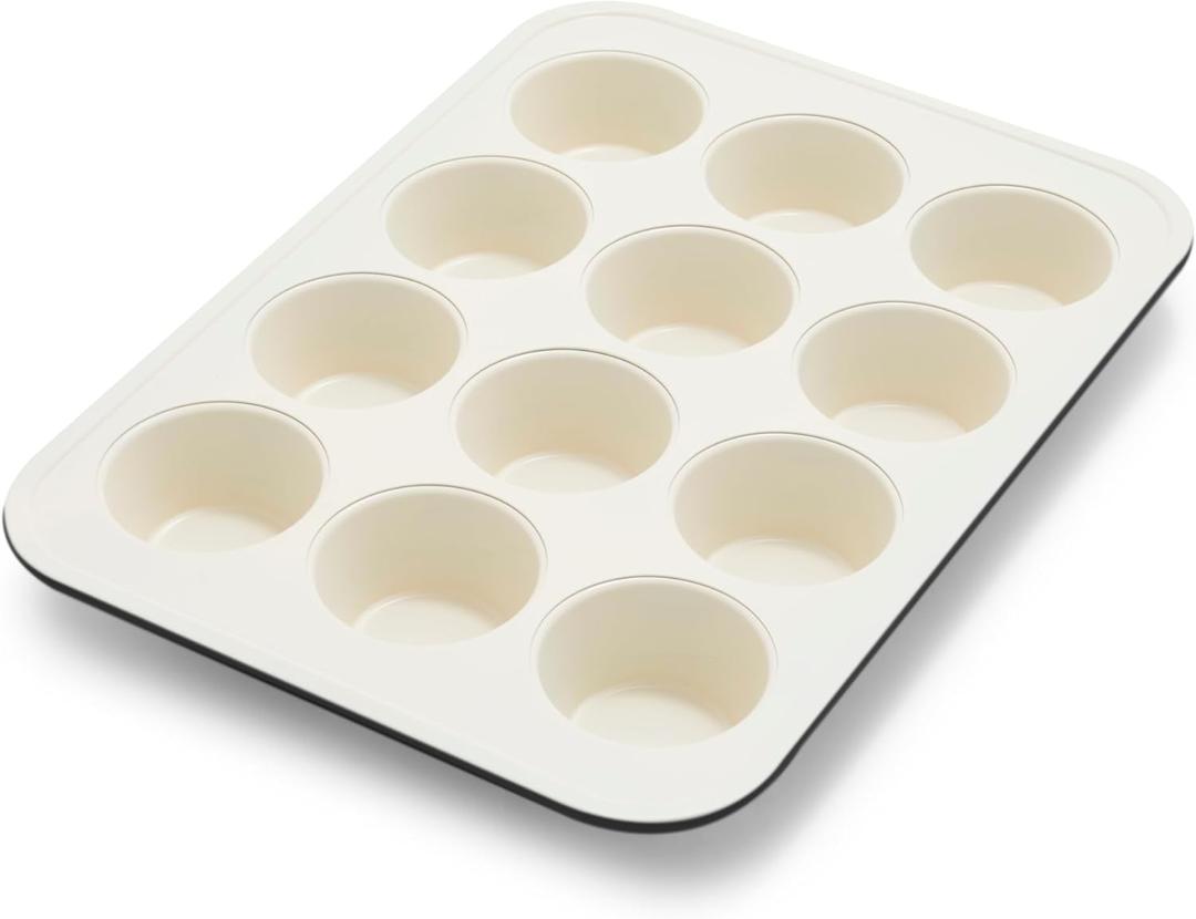 GreenPan Bakewell 12-Cup Muffin Pan, Healthy Ceramic Nonstick Bakeware, PFAS-Free Cupcake Sheet, Durable Baking Tray, Versatile Kitchen Essentials, Easy Clean Muffin Mold, Nonstick Baking Pan, Black