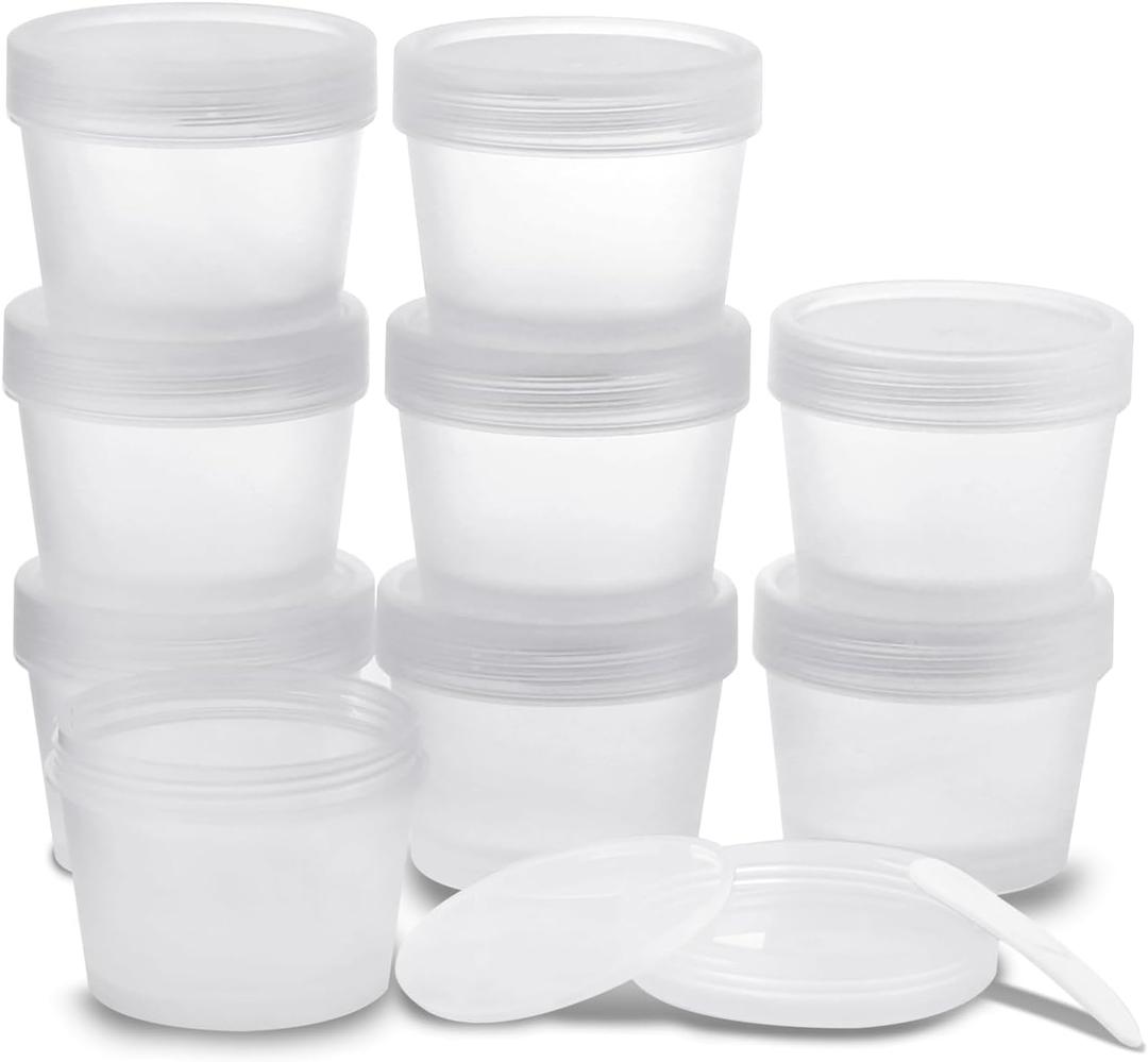 LONGWAY 3.4oz/100ml Empty Leakproof Cosmetic Pot JarsWide-Mouth Plastic Mask Container with Dome Lids for Beauty Products, DIY Slime Making or Travel Storage MakeUpClear