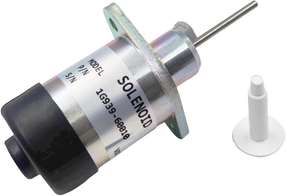 12V 1G939-60010 25-38773-00 240-22175 Shut Down Off Speed Solenoid Fits Kubota D1503 V2203 Carrier Transicold CT4 Engine PS45CZ250 PS45CZ0254 Fuel Speed Actuator Solenoid