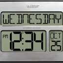 La Crosse Technology Atomic Wall/Table Clock, Metal, 7.5-inch H x 9.75-inch W x 1-inch D (513-1419) (513-1419-INT) (Silver)