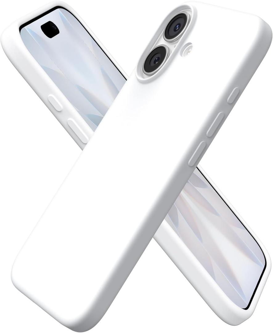 ORNARTO Compatible with iPhone 17 Case 6.3, Slim Liquid Silicone 3 Layers Full Covered Soft Gel Rubber Phone Case Protective Cover 6.3 Inch, White