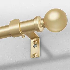 Gold Curtain Rod 36-91 Inch, 1 Inch Adjustable Heavy Duty Curtain Rods for Windows, Decorative Modern Window Treatment Rods, Telescopic Splicing Metal Drapery Pole, Easy Installation