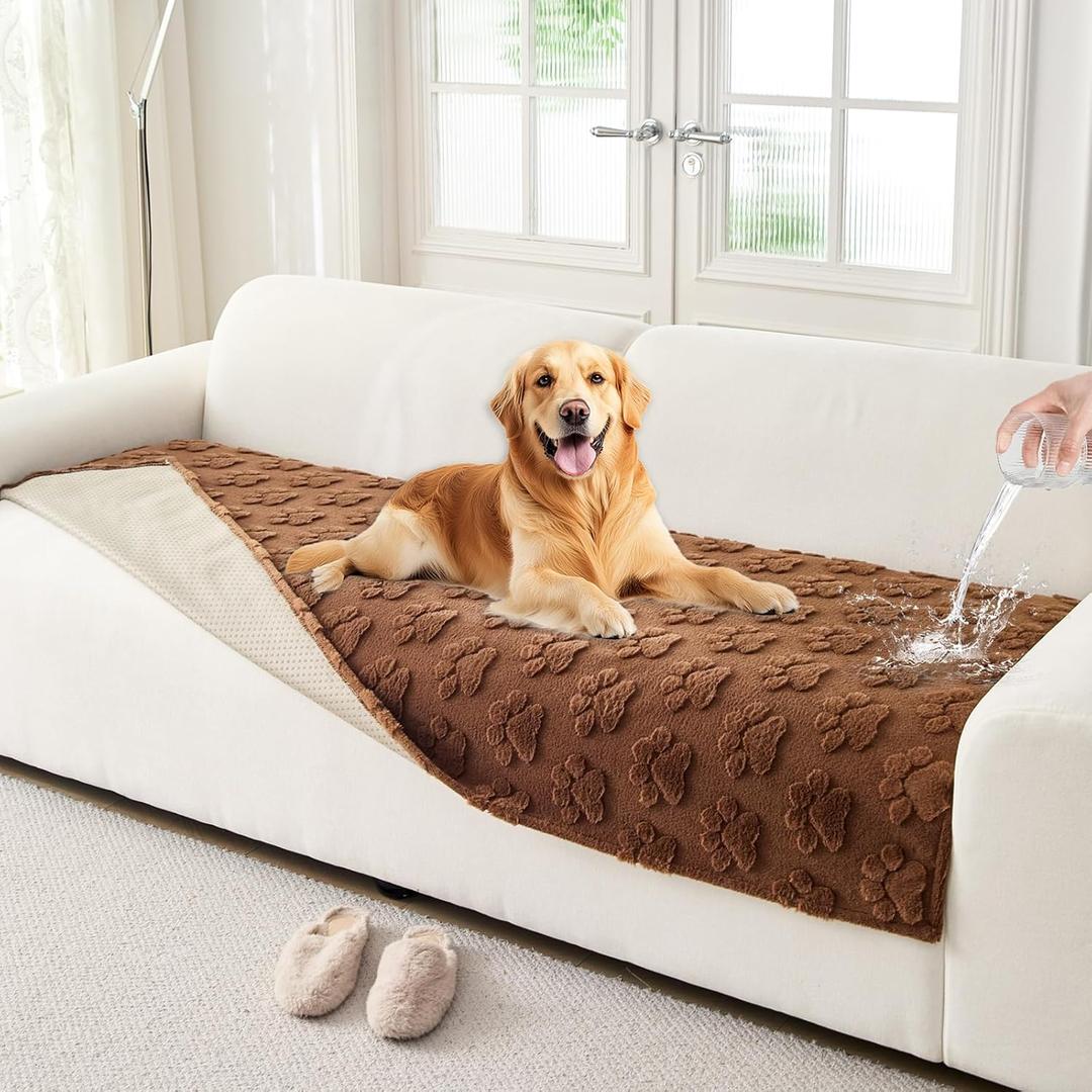 Waterproof Couch Cover for Dogs Non-Slip Pet Couch Covers for Sectional Sofa, Thick Soft Washable Sofa Covers for 3 Cushion Couch Sofa Pet Friendly (Brown, 35x74)
