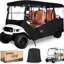 10L0L Golf Cart Driving Enclosures 6/4+2 Passenger Extended Roof, Universal Golf Cart Rain Cover for Yamaha EZGO TXT RXV Club Car Precedent DS 138" Roof 600D Waterproof Heavy Duty Zipper-Black
