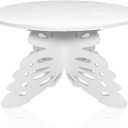 AOCEAN 12 Inch Butterfly Cake Stand, White Butterfly PVC Cake Holder for Birthday Wedding Party, Round Cake Stand for Dessert Table