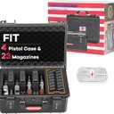 Built-In Lock TSA Gun Case for Handguns, 5 Pistol Case & 21 Magazines Pre-Cut Multiple Pistols Heavy Duty WaterProof & Shock Proof, TSA Approved Firearm Travel Case with Desiccant