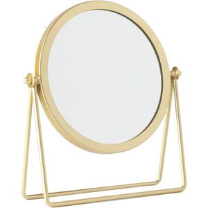Geschaft Golden Tabletop Single Sided Makeup Mirror, 360Rotation Iron One-Sided Dressing Table Mirror, Round Swivel Desktop Stand Mirror (Golden - Round),7.1'' (L) x 2'' (W) x 8.5''(H)