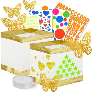 40 Set Square Floating Paper Lanterns Come with Tea Candles,DIY Butterfly Water Lanterns for Wedding Pool Decorations Outdoor (40, with Tea Canldes)