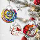 3 x Christmas Ornaments: Stained Glass Ornament, Christmas Tree Ornament, Hanging Ornaments for Home Decor & Xmas Tree Decorations Exquisite Holiday Decor, Gifts & Holiday Presents - Rainbow Spiral