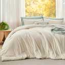 Bedsure Super King Plus Comforter Set, Cream Soft Prewashed Bedding for All Seasons, 3 Pieces GentleSoft Bed Set, 1 Lightweight Comforter (128"x120") and 2 Pillowcases (20"x36")