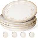 Artena Salad Plates Set Of 4, 8.5 Inch Embossed Small Ceramic Dinner Plates for Appetizer Dessert, Kitchen Plates With Lipped Edges, Microwave Oven Dishwasher Safe (Multiple Patterns)