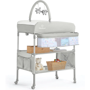 BabyBond Portable Baby Changing Table, Foldable Diaper Changing Table Dresser Waterproof Height Adjustable Changing Station for Infant and Newborn(Beige)