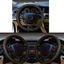 Gomass Car Steering Wheel Cover, Anti-Slip, Safety, Soft, Breathable, Heavy Duty, Thick, Full Surround, Sports Style (Black with Yellow Line)