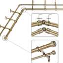 Antique Bronze Double Corner Window Curtain Rods with Aluminum End Cap Finials and Brackets,1 Inch Diameter Dual Bay Window Curtain Rods, Adjustable 2 Sided 36-72 Inch Double Drapery Rod