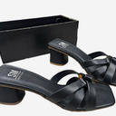 SM New York NIB Strappy Black Brown Heeled Sandals Open Toe Block Heel Womens

 8.5