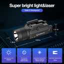 DARKFANG Tactical Flashlight and Green Laser Light Combo 1500 Lumen for Shotgun/Pistol Light with Momentary/Strobe Function for 1913 Picatinny Rail