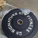 Signature Fitness 2" Olympic Bumper Plate Weight Plates with Steel Hub - 100% Virgin Rubber (Black)