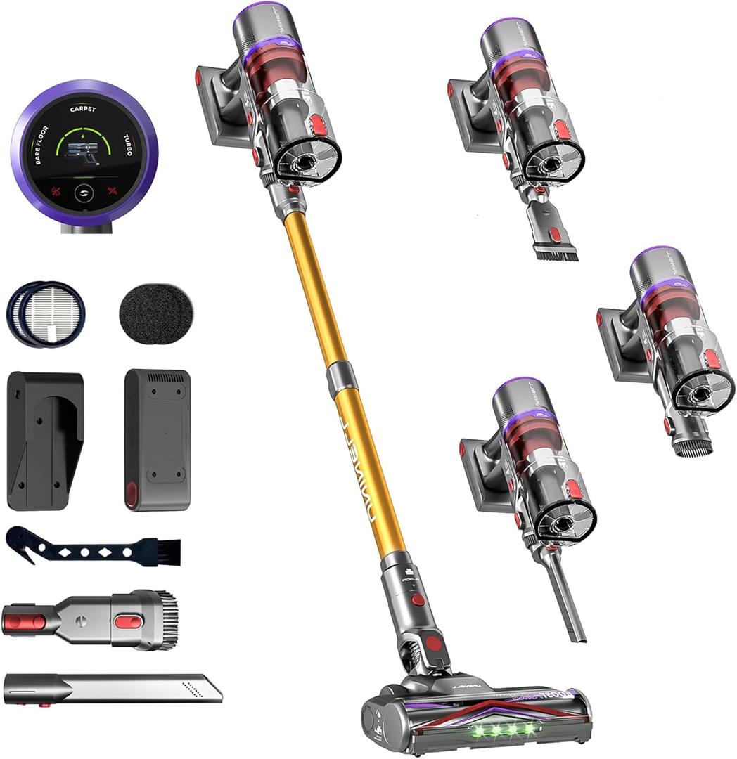 UNINELL HOME Cordless Vacuum Cleaner 55000Pa 650W 75Mins Vacuum Cleaners for Home Anti-Tangle Stick Vacuum Self-Standing Handheld Vacuum Rechargeable for Pet Hair/Carpet/Floor,LED Display