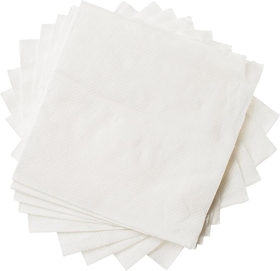 Crystalware, Beverage Paper Napkins, 1 Ply Cocktail Napkin, Bulk Package, White (1000-Napkins)