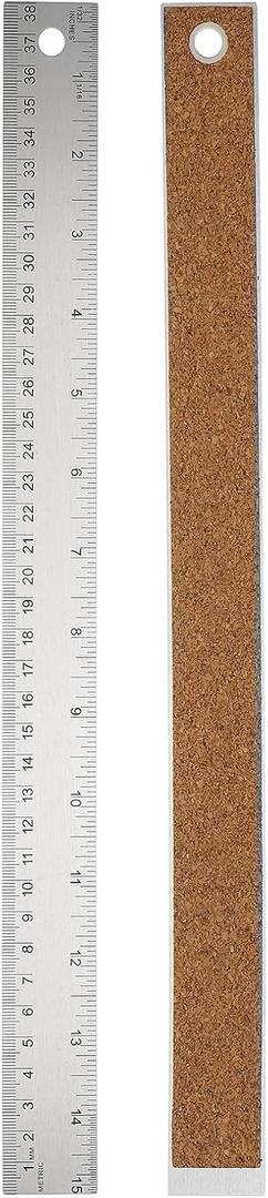 PATIKIL Stainless Steel Ruler Cork Backed, 15 Inch Straight Edge Ruler Non-Slip Cork Backing with Inch and Centimeter Scale for Office Engineering Drawing