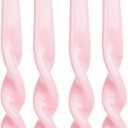 MAITREYA Pink Spiral Taper Candles Conical Stick Candles Handmade Twisted Candle-Set of 4 for Decoration Weddings Party Church-Unscented Dripless Candle,10inch(Baby Pink)
