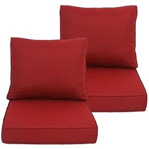 COZYVIDA Outdoor/Indoor 24x27.5 inch Deep Seat Patio Cushions Set of 2 Resilient Foam Filling Water Repellent Stain-Resistant UV Resistant Weather Resistant Patio Cushions Chili