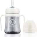 GROSMIMI Spill Proof no Spill Magic Sippy Cup with Straw with Handle for Baby and Toddlers, Customizable, PPSU, BPA Free 6 oz (White)