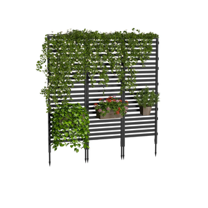 CADUKE Black Metal Outdoor Privacy Screen, Decorative Privacy Fence for Yard, Patio - Outdoor Divider, Garden Fence, Air Conditioner Fence, 12 Panels with 6 Stakes