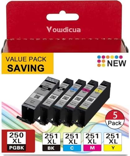 PGI-250XL/CLI-251XL High Yield Ink Cartridge 5 Color Value Pack Compatible Replacement for Canon 250 and 251 Ink Cartridges iP7220 iP8720 iX6820 MX722 MX922 MG5520 MG6620 MG7120 MG6320 Printer