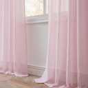 FMFUNCTEX Linen Sheer Curtains for Bedroom, Pink Curtains 63 Inch Length for Living Room, Blush Pink Farmhouse French Flax Blend Window Draperies, Rod Pocket 2 Panels Set