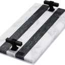 Decorative Marble Hand Towel Holder for Bathroom Disposable Paper Towels Tray Guest Towels Holder Formal Dinner, Guestrooms and Restrooms Marble Tray Vanity Tray Black Color Handle